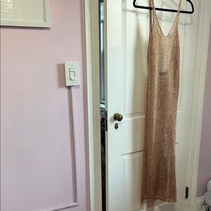 Sage Macaroon Elegant Gold Sleeveless Dress/ Beach Coverup